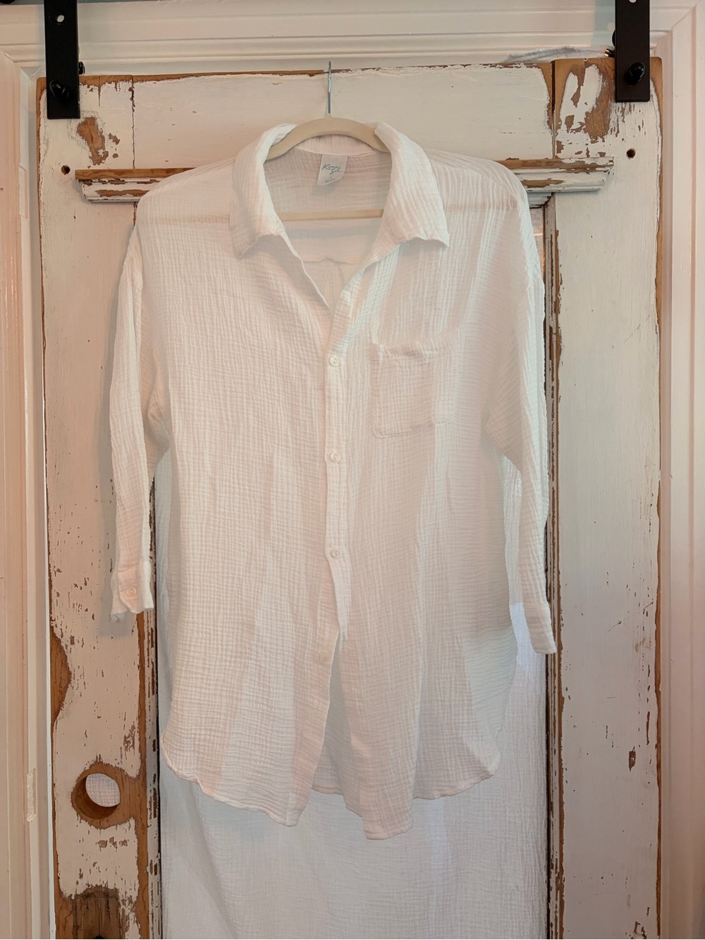 Kona Sol womens White Lightweight, cotton gauze Button-Down Shirt